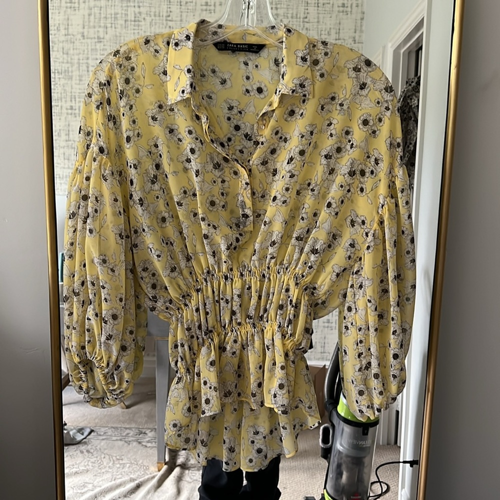 Zara yellow floral blouse